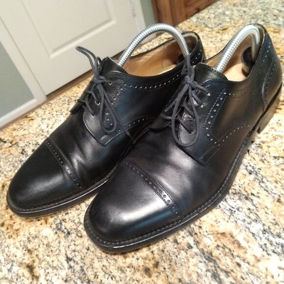 Bruno Magli Men's Vintage Talbot Black Cap Toe Lace Up Dress Shoes Size 10M - Picture 1 of 10